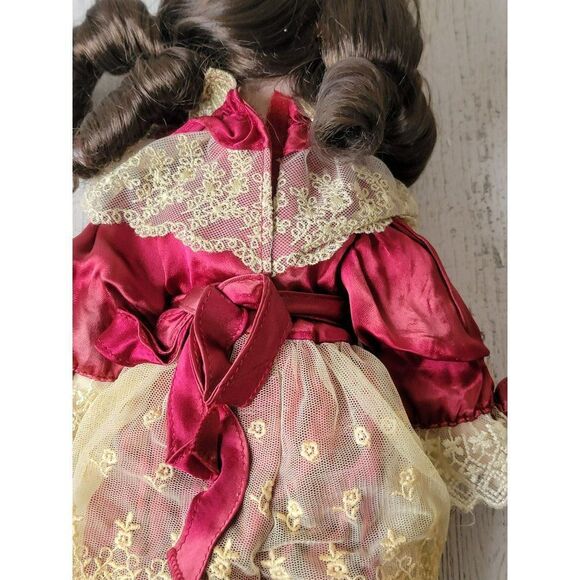 Marian Yu red dress flower lace porcelain doll girl - Picture 10 of 12